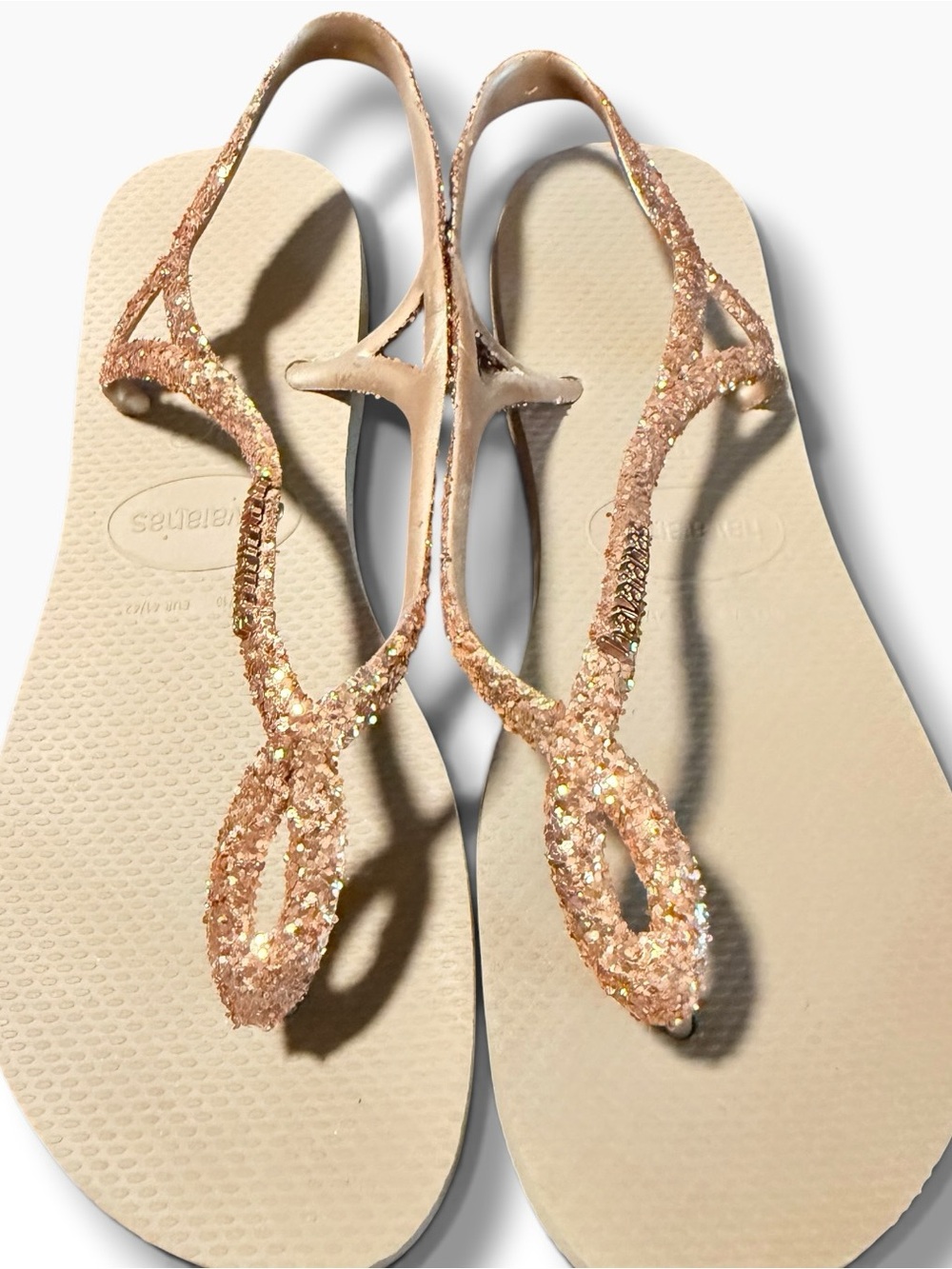 Havaianas Glitter Rose Gold Sandals! Size 39-40